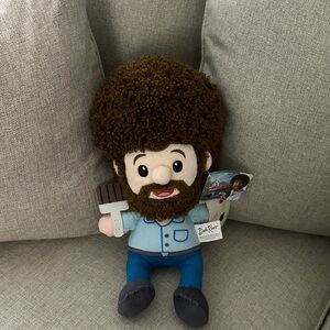 Bob Ross Plush Toy with Paintbrush